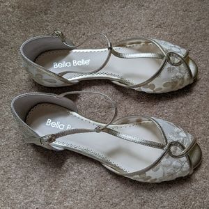 Bella Belle Maisie Embroidered T-Strap Flats